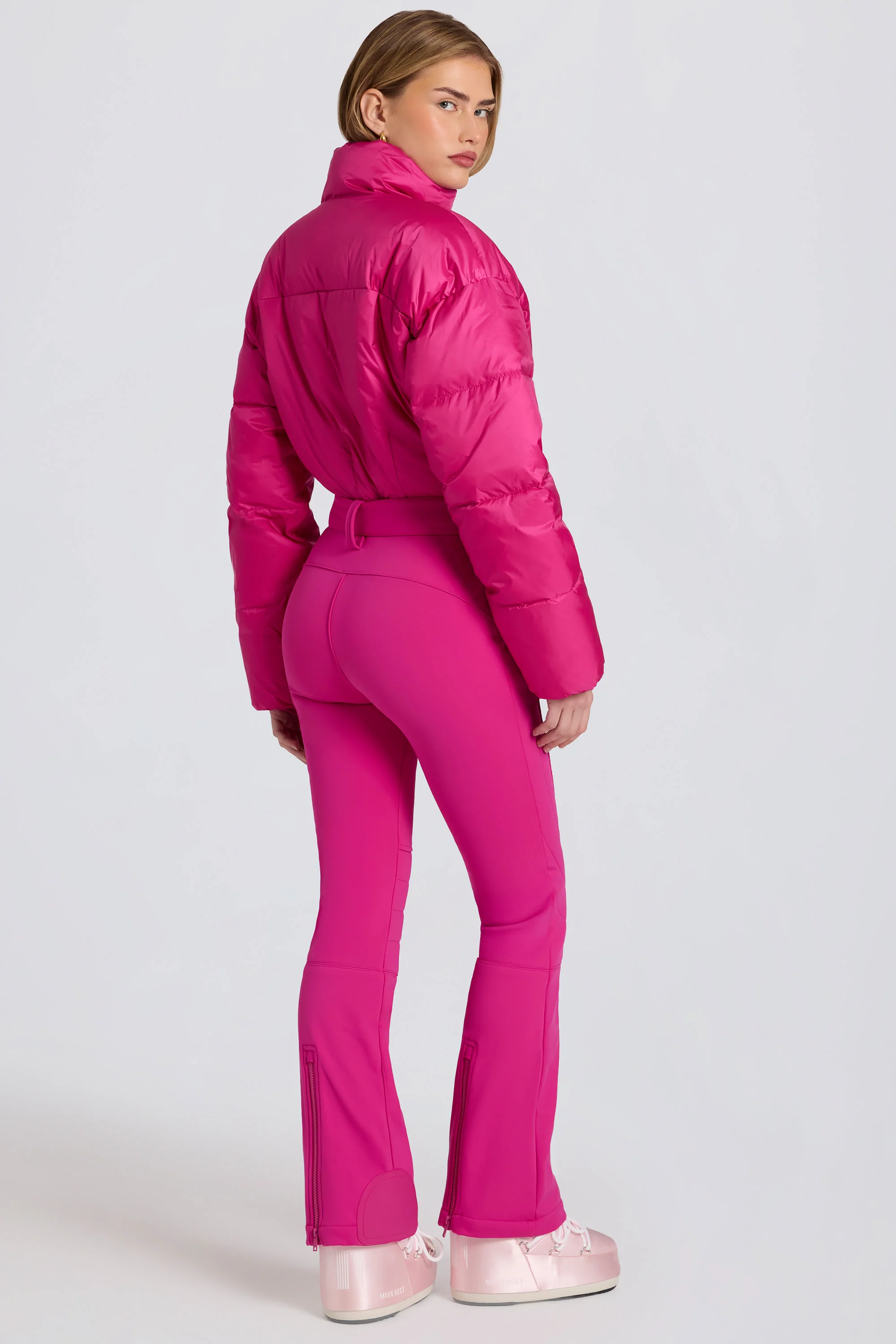 Waterproof Padded Belted Ski Suit in Magenta Pink - Image 2