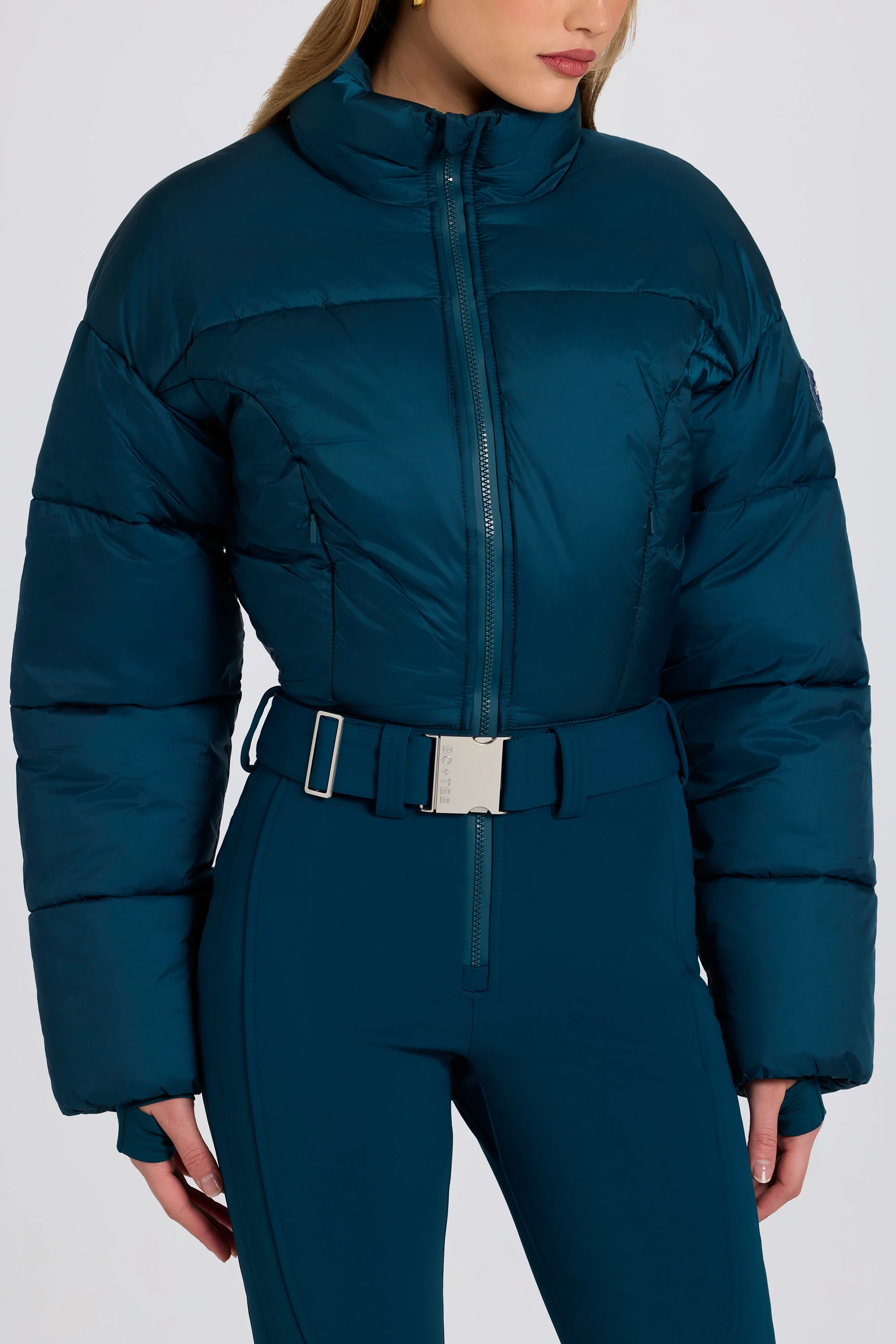 Waterproof Padded Belted Ski Suit in Teal - Image 5