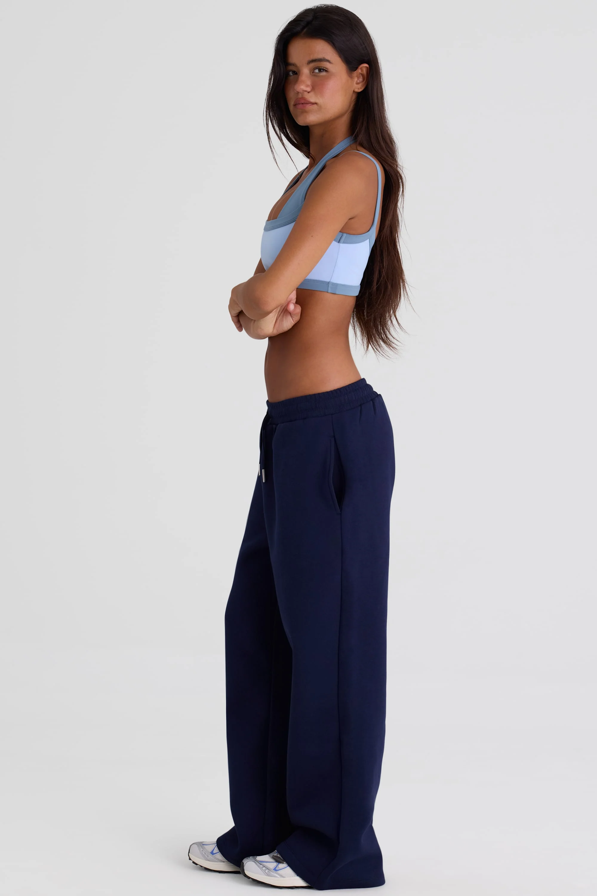 Brushed Jersey Wide-Leg Joggers in Midnight - Image 3