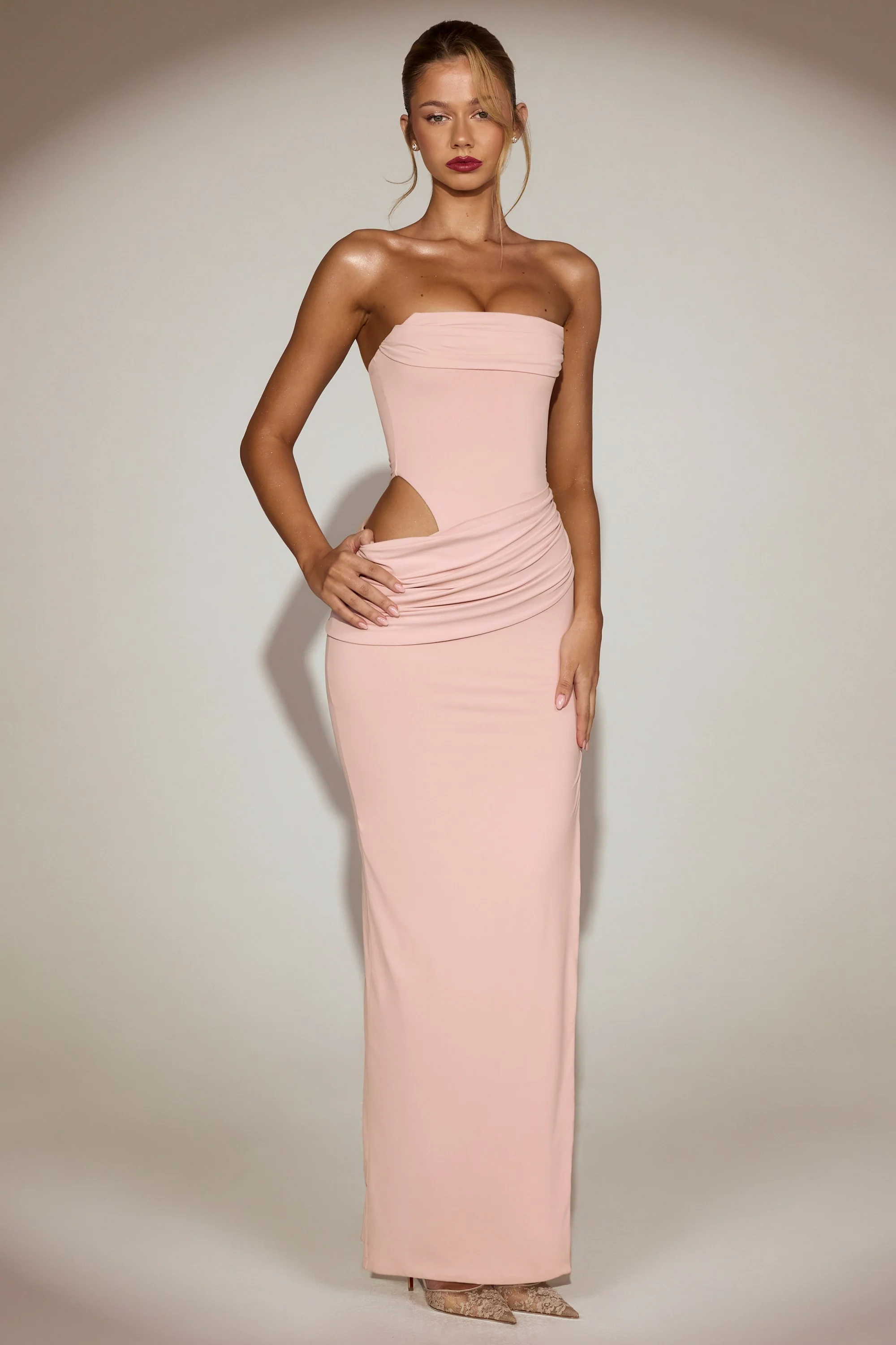 Soft-Jersey Bandeau Cut-Out Maxi Dress in Pink - Image 5